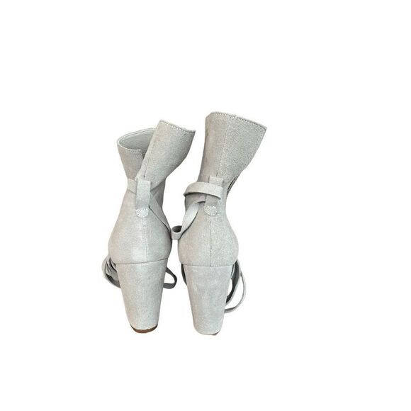 Matisse Womens Gray Suede Ankle Ties Peep Toe Block Heel Sandal Size 9M - Picture 2 of 9